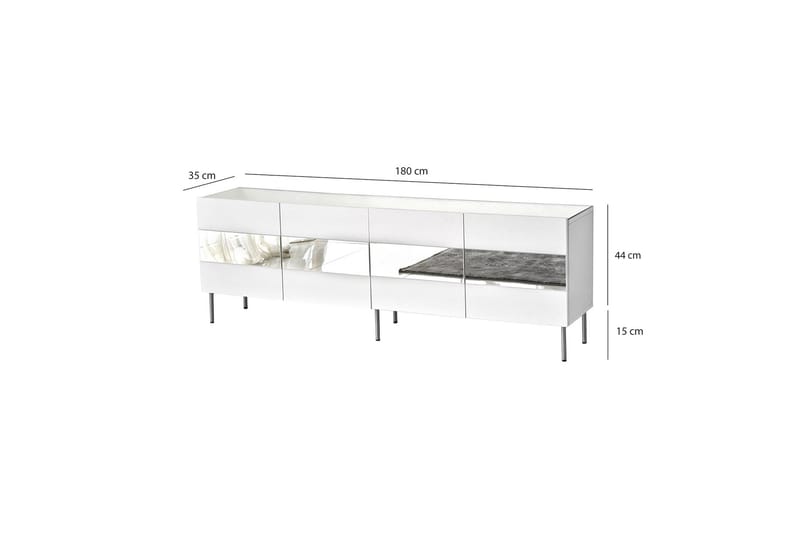 Arioch Tv-bänk 180 cm - Silver - Möbler - Tv möbel & mediamöbel - TV bänk & mediabänk