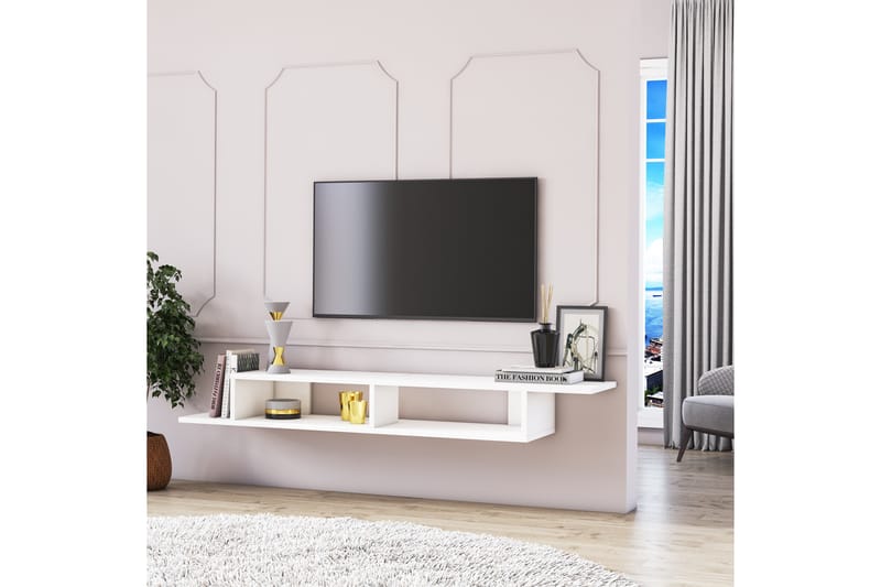 Aristes Tv-bänk 141 cm - Vit - TV bänk & mediabänk