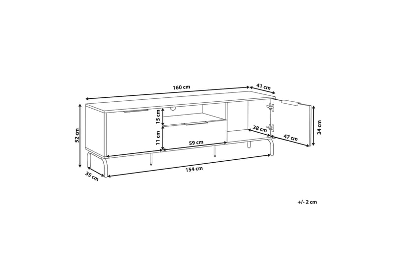 Arkley TV-bänk 160x41 cm - Svart/Ljusbrun - Möbler - Tv möbel & mediamöbel - TV bänk & mediabänk
