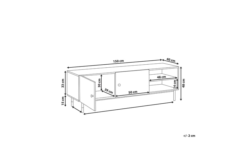 Assaria TV-bänk 150x40 cm - Svart/Ljust Trä - TV bänk & mediabänk