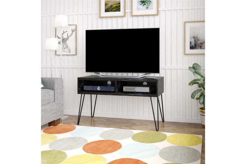 Athena Tv-bänk 107x50 cm Svart/Marmormönster - Novogratz - TV bänk & mediabänk