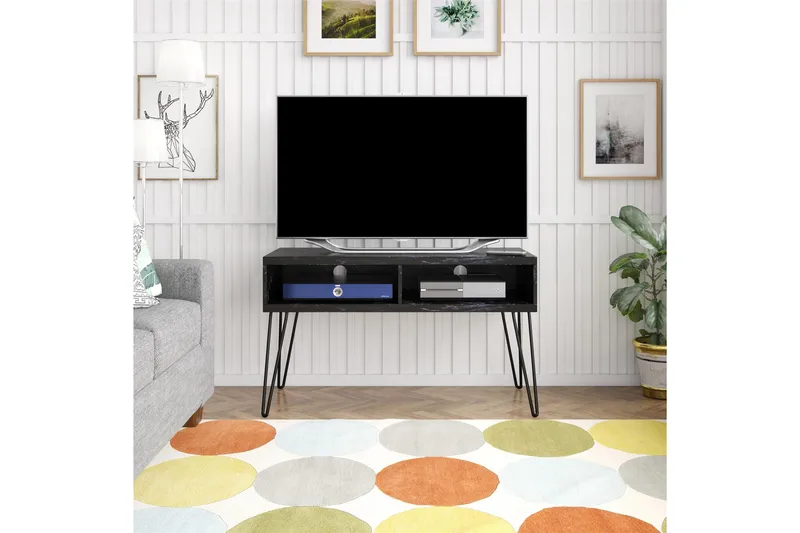 Athena Tv-bänk 107x50 cm Svart/Marmormönster - Novogratz - Möbler - Tv möbel & mediamöbel - TV bänk & mediabänk