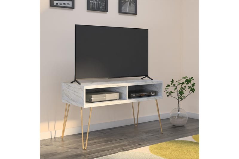 Athena Tv-bänk 107x50 cm Vit/Marmormönster - Novogratz - Möbler - Tv möbel & mediamöbel - TV bänk & mediabänk