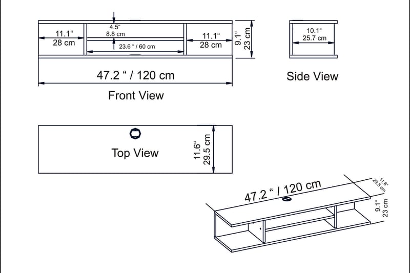 Avvakko TV-bänk 135 cm - Vit - TV bänk & mediabänk