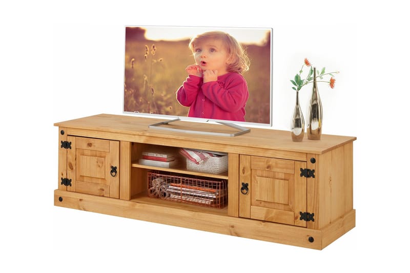 Ayala Golvstående Tv Bänk 160 cm med Förvaring i Furu - Brun - Möbler - Tv möbel & mediamöbel - TV bänk & mediabänk