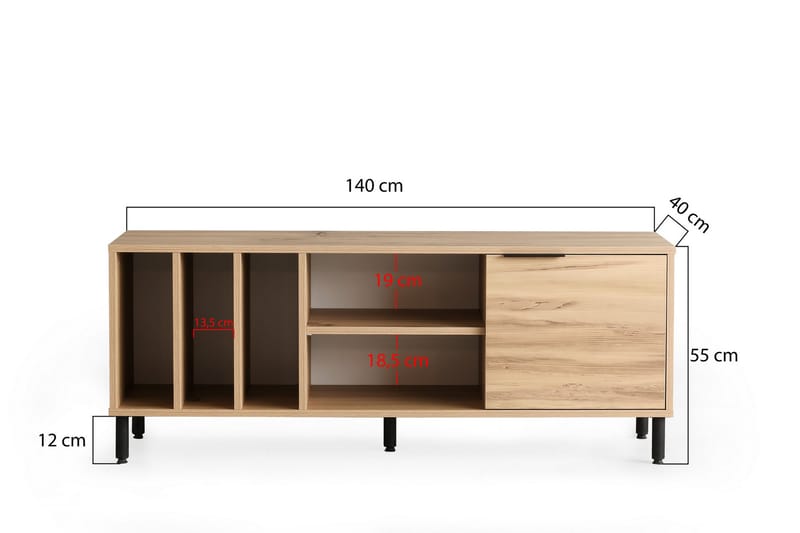 Ayleen Tv-bänk 140 cm - Natur - Möbler - Tv möbel & mediamöbel - TV bänk & mediabänk