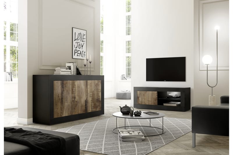 Basic TV-Bänk 43x140 Natur/Svart - LC SPA - Möbler - Tv möbel & mediamöbel - TV bänk & mediabänk
