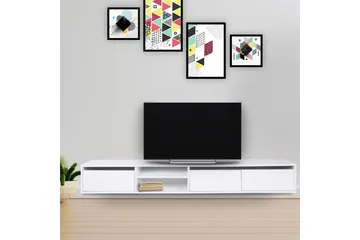 Belgium Vägghängd Tv-bänk 180 cm med Förvaring i Målat Trä - Vit - Möbler - Tv möbel & mediamöbel - TV bänk & mediabänk