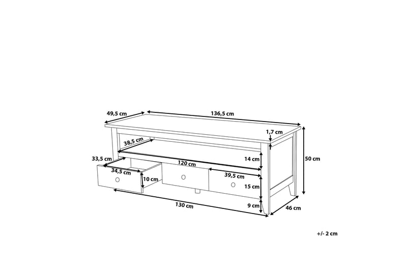 Berkeley Tv-Bänk 49,5x136,5 cm - Vit - TV bänk & mediabänk