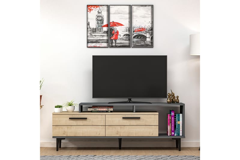 Binard Tv-bänk 150 cm - Blå/Natur/Antracit - Möbler - Tv möbel & mediamöbel - TV bänk & mediabänk