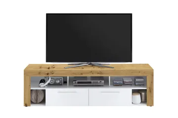 Bootsma Golvstående TV-bänk 180 cm med Förvaring i Mörkt Trä - Vit|Brun - Möbler - Tv möbel & mediamöbel - TV bänk & mediabänk