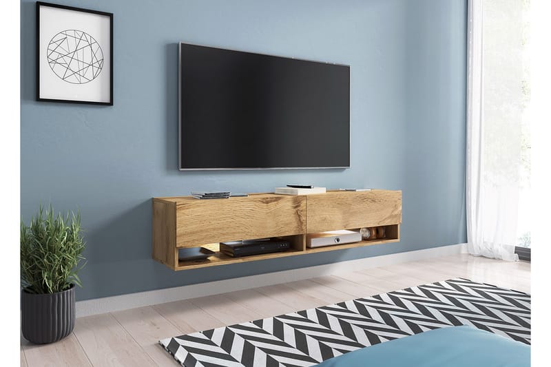 Brya TV-bänk 140 cm LED-belysning - Beige/Vit/RGB LED - Möbler - Tv möbel & mediamöbel - TV bänk & mediabänk