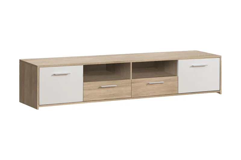 Cadgwith Golvstående Tv Bänk 182 cm med Förvaring i Mörkt Trä, Beige