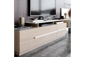 Campora Golvstående Tv Bänk 150 cm med Förvaring i Målat Trä - Beige - Möbler - Tv möbel & mediamöbel - TV bänk & mediabänk