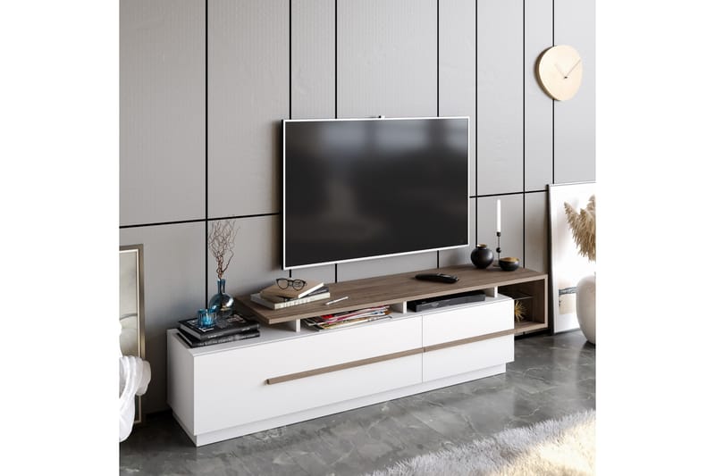 Campora Tv-bänk 150 cm - Mörkbrun/Vit - Möbler - Tv möbel & mediamöbel - TV bänk & mediabänk