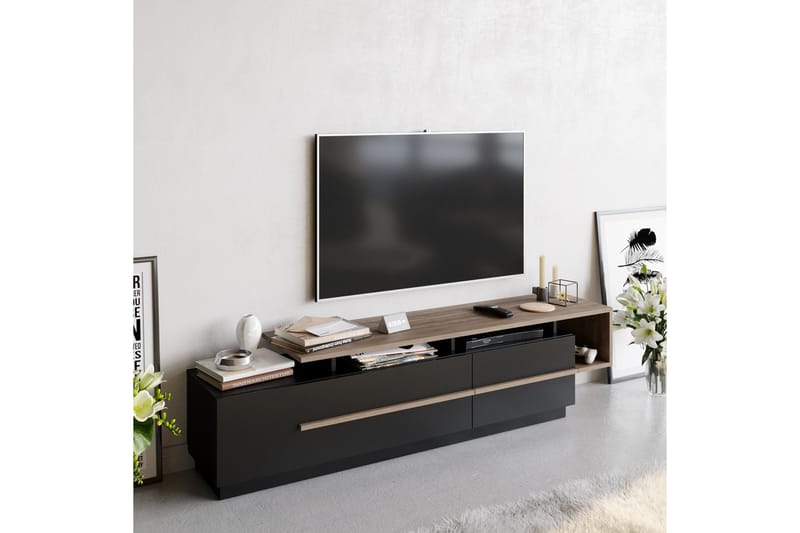 Campora Tv-bänk 150 cm - Svart/Mörkbrun - Möbler - Tv möbel & mediamöbel - TV bänk & mediabänk