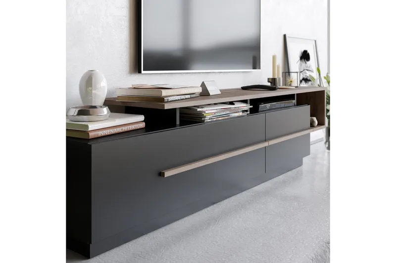 Campora Tv-bänk 180 cm - Svart/Mörkbrun - Möbler - Tv möbel & mediamöbel - TV bänk & mediabänk