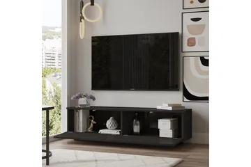 Caswell Golvstående Tv-bänk 140 cm med Förvaring i Målat Trä - Svart - Möbler - Tv möbel & mediamöbel - TV bänk & mediabänk
