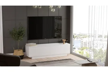 Caswell Golvstående Tv-bänk 140 cm med Förvaring i Målat Trä - Vit - Möbler - Tv möbel & mediamöbel - TV bänk & mediabänk