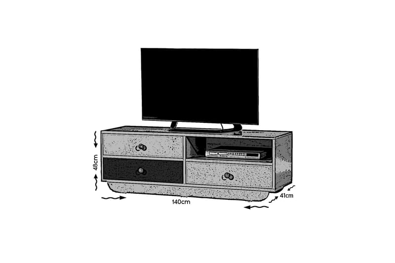 Cazablanca Tv-bänk 140 cm - Vit/Blå - TV bänk & mediabänk