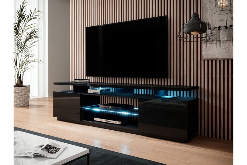 Ceasar TV-bänk 180 cm med LED - Svart - TV bänk & mediabänk