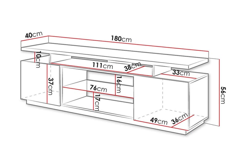 Ceasar TV-bänk 180 cm - Svart - Möbler - Tv möbel & mediamöbel - TV bänk & mediabänk