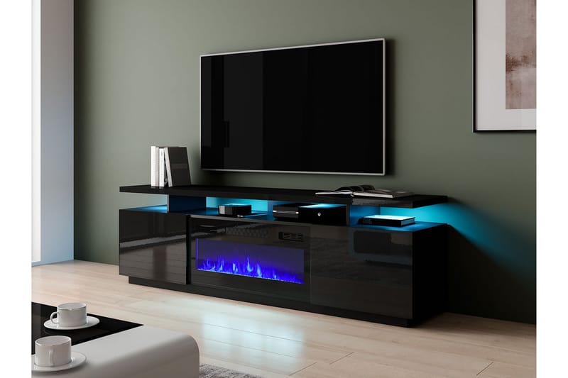 Ceasar Tv-bänk 40x180 cm LED-belysing - Svart - TV bänk & mediabänk