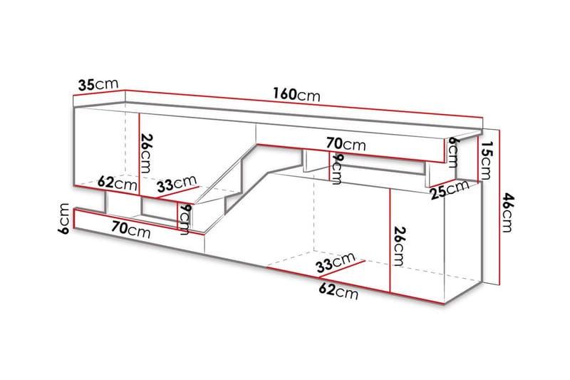 Ceelias Tv-bänk 160 cm - Natur/Antracit - TV bänk & mediabänk