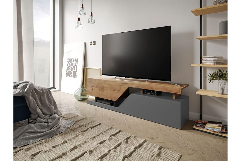 Ceelias Tv-bänk 160 cm - Natur/Antracit - TV bänk & mediabänk