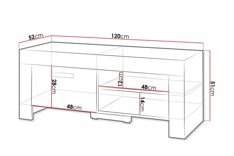 Cezar TV-bänk 120x52x51 cm - Beige/Grå - TV bänk & mediabänk