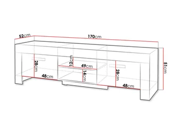 Cezar TV-bänk 170x52x51 cm Ek - Möbler - Tv möbel & mediamöbel - TV bänk & mediabänk