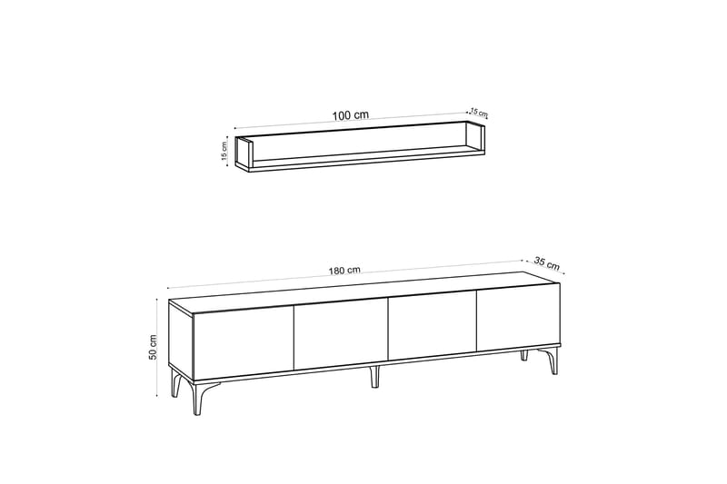 Cizylydu Tv-bänk 180 cm - Natur - TV bänk & mediabänk