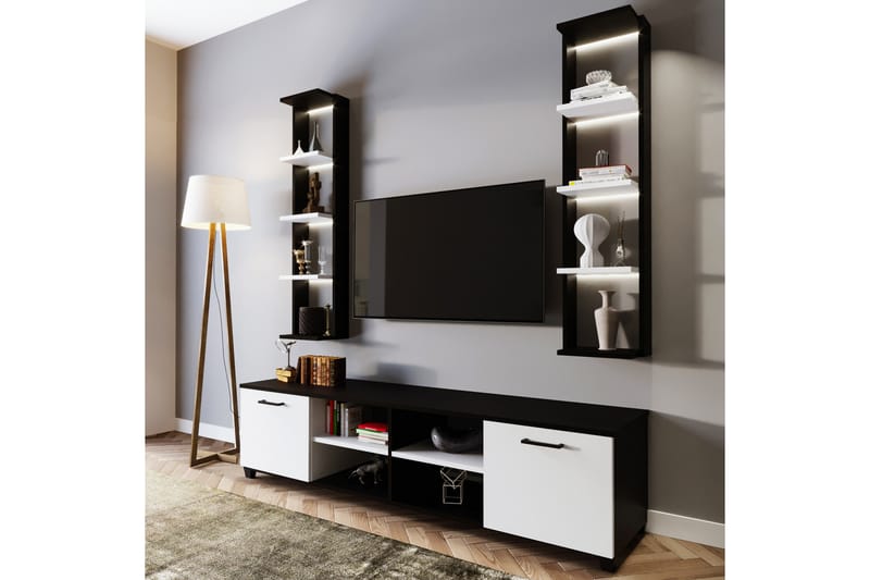 Clelles Tv-bänk 180 cm - Svart/Vit - Möbler - Tv möbel & mediamöbel - TV bänk & mediabänk