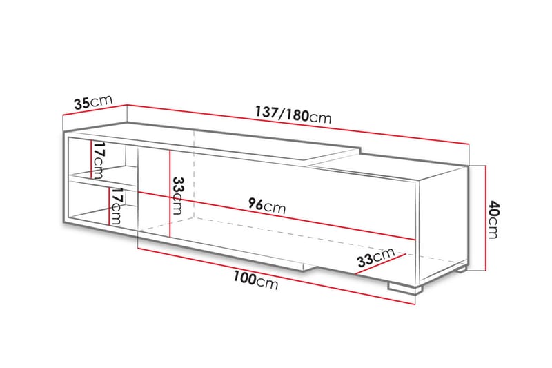 Cliff TV-bänk 180 cm - Vit - Möbler - Tv möbel & mediamöbel - TV bänk & mediabänk