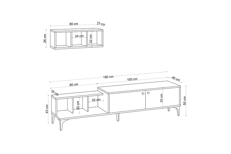 Comceal Tv-bänk 180 cm - Natur/Vit - Möbler - Tv möbel & mediamöbel - TV bänk & mediabänk