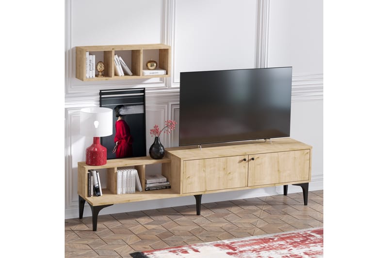 Comceal Tv-bänk 180 cm - Natur/Vit - TV bänk & mediabänk