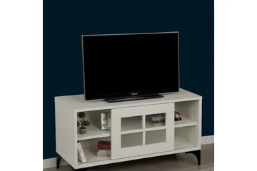 Comfortale Golvstående TV Bänk 100 cm med Förvaring i Målat Trä - Vit - Möbler - Tv möbel & mediamöbel - TV bänk & mediabänk