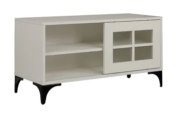 Comfortale Golvstående TV Bänk 100 cm med Förvaring i Målat Trä - Vit - Möbler - Tv möbel & mediamöbel - TV bänk & mediabänk