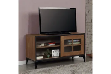 Comfortale Golvstående Tv Bänk 100 cm med Förvaring i Mörkt Trä - Brun - Möbler - Tv möbel & mediamöbel - TV bänk & mediabänk