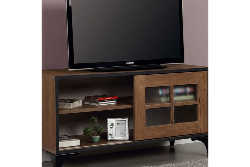 Comfortale Golvstående Tv Bänk 100 cm med Förvaring i Mörkt Trä - Brun - Möbler - Tv möbel & mediamöbel - TV bänk & mediabänk