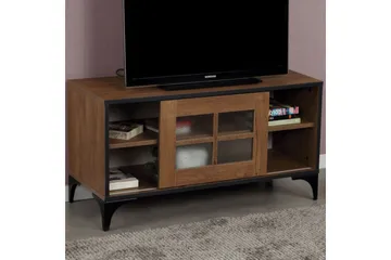 Comfortale Golvstående Tv Bänk 100 cm med Förvaring i Mörkt Trä - Brun - Möbler - Tv möbel & mediamöbel - TV bänk & mediabänk