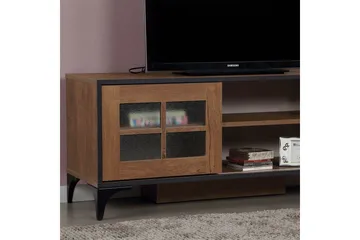 Comfortale Golvstående TV Bänk 125 cm med Förvaring i Mörkt Trä - Brun - Möbler - Tv möbel & mediamöbel - TV bänk & mediabänk