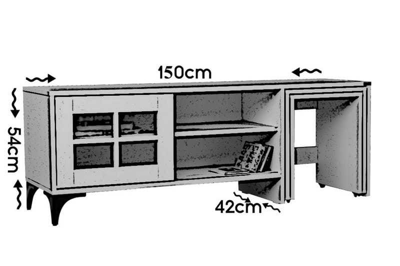 Comfortale Golvstående TV Bänk 150 cm med Förvaring och Hjul i Mörkt Trä - Brun - Möbler - Tv möbel & mediamöbel - TV bänk & mediabänk