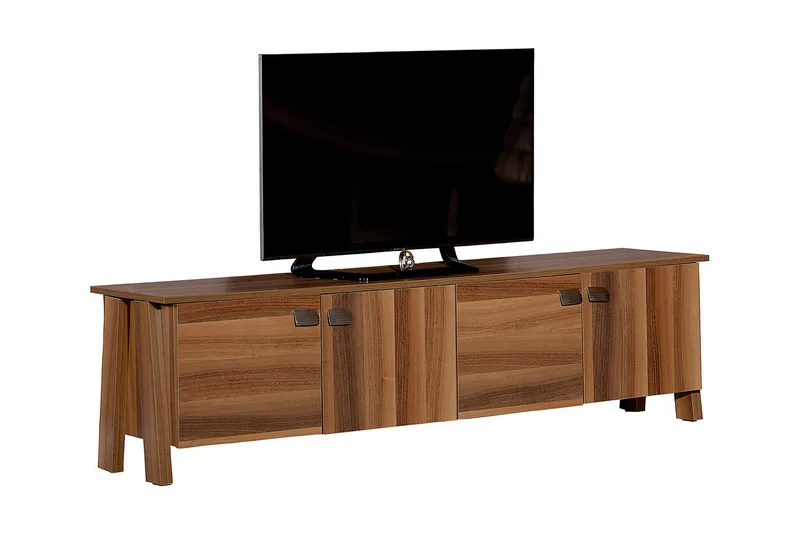 Comfortale Golvstående TV Bänk 189 cm med Förvaring i Mörkt Trä, Brun