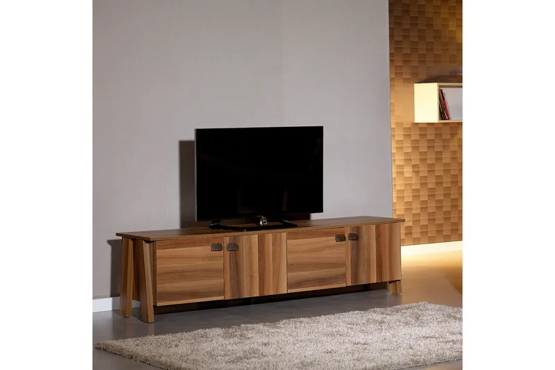 Comfortale Golvstående TV Bänk 189 cm med Förvaring i Mörkt Trä - Brun - Möbler - Tv möbel & mediamöbel - TV bänk & mediabänk