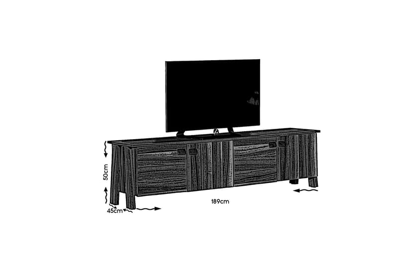 Comfortale Golvstående TV Bänk 189 cm med Förvaring i Mörkt Trä - Brun - Möbler - Tv möbel & mediamöbel - TV bänk & mediabänk