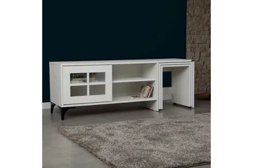 Comfortale Golvstående Tv Bänk med Hjul 150 cm med Förvaring i Målat Trä - Vit - Möbler - Tv möbel & mediamöbel - TV bänk & mediabänk