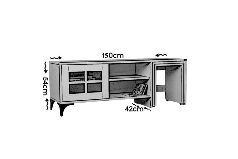 Comfortale Golvstående Tv Bänk med Hjul 150 cm med Förvaring i Målat Trä - Vit - Möbler - Tv möbel & mediamöbel - TV bänk & mediabänk
