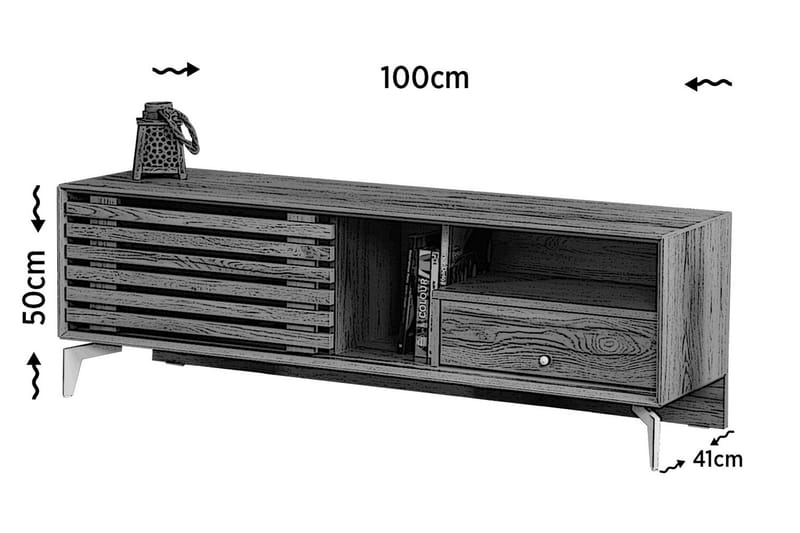 Comfortale Tv-bänk 100 cm - Grå Trä - Möbler - Tv möbel & mediamöbel - TV bänk & mediabänk