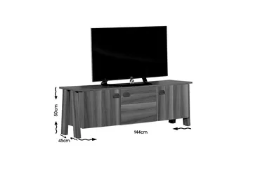 Comfortale Tv Bänk 144 cm med Förvaring i Mörkt Trä - Brun - Möbler - Tv möbel & mediamöbel - TV bänk & mediabänk